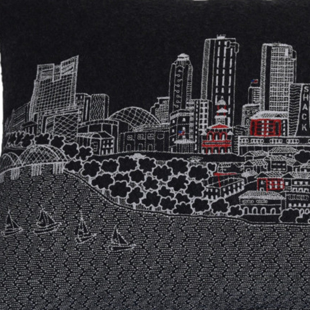 14" X 24" Black and White Hometown Pride Wool Lumbar Throw Pillow - Homeroots - Flyclothing LLC