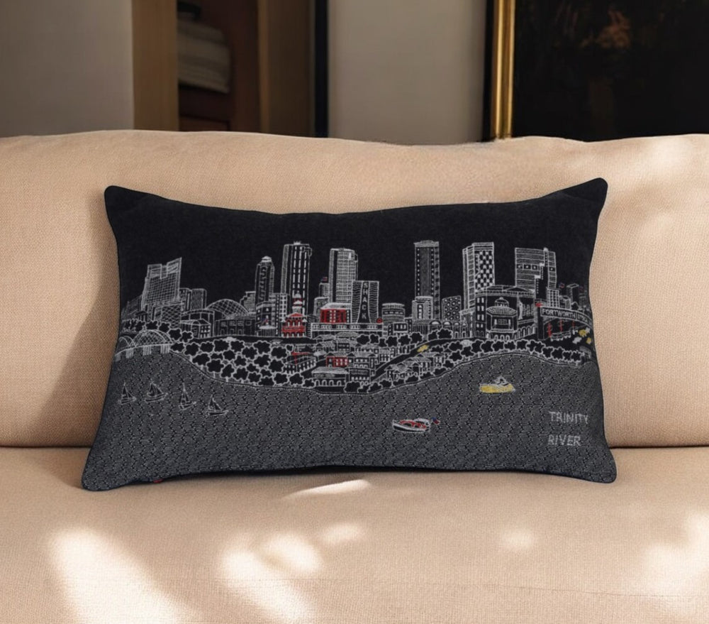 14" X 24" Black and White Hometown Pride Wool Lumbar Throw Pillow - Homeroots - Flyclothing LLC