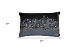 14" X 24" Black Gray and White Wool Lumbar Throw Pillow - Homeroots - Flyclothing LLC