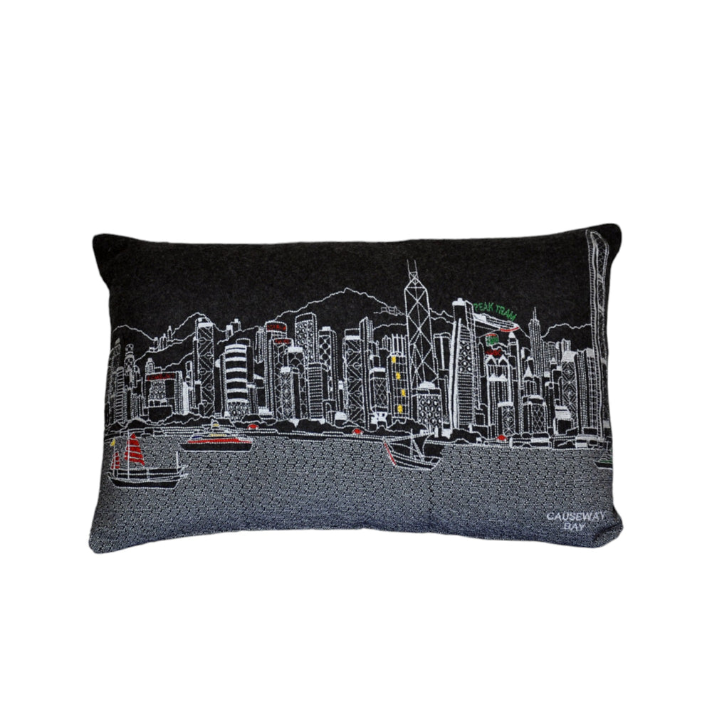 14" X 24" Black Gray and White Wool Lumbar Throw Pillow - Homeroots - Flyclothing LLC