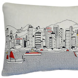 25" White Hong Kong Daylight Skyline Lumbar Decorative Pillow - Homeroots - Flyclothing LLC