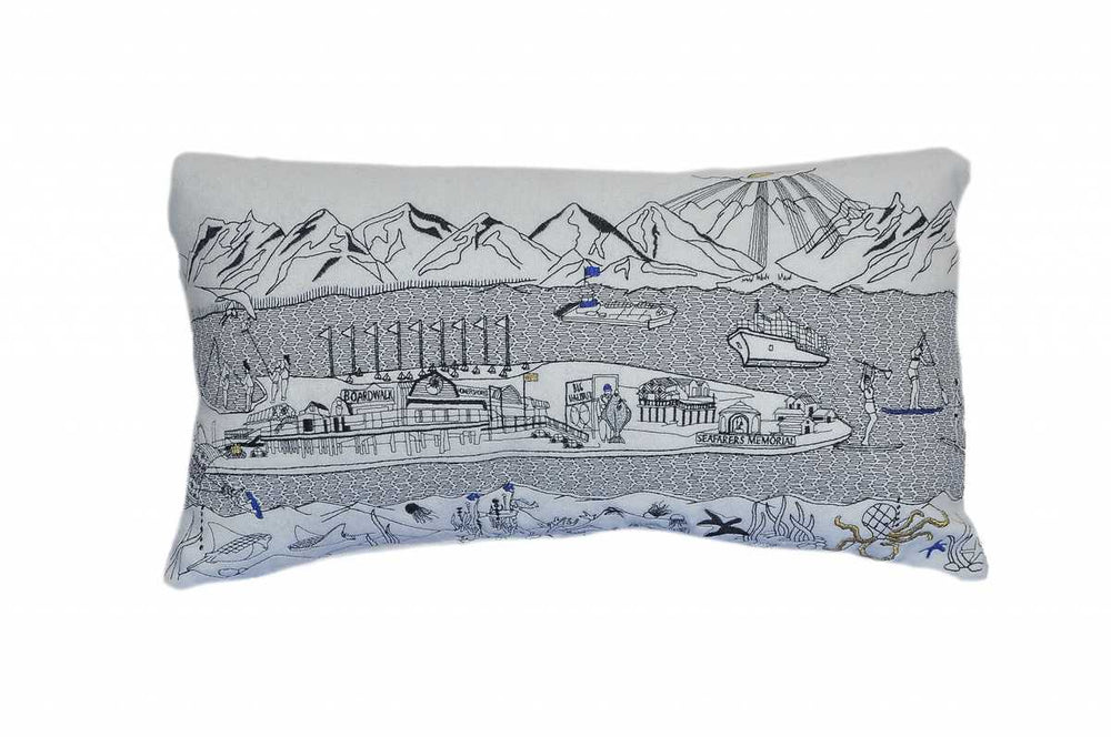 25" White Homer Spit Daylight Skyline Lumbar Decorative Pillow - Homeroots - Flyclothing LLC