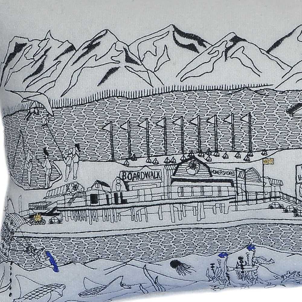 25" White Homer Spit Daylight Skyline Lumbar Decorative Pillow - Homeroots - Flyclothing LLC