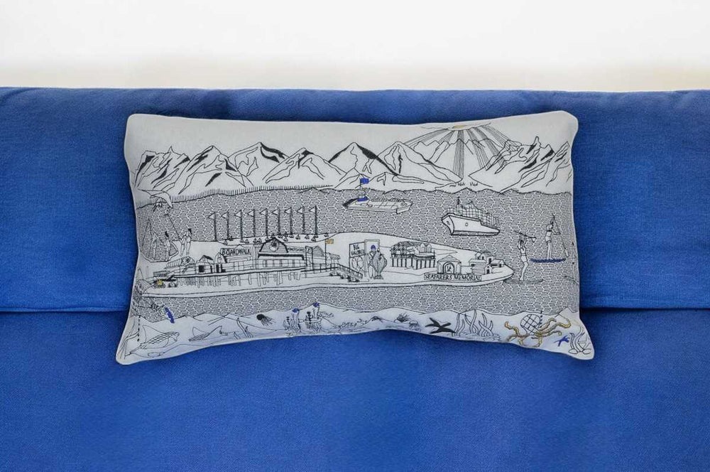 25" White Homer Spit Daylight Skyline Lumbar Decorative Pillow - Homeroots - Flyclothing LLC