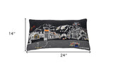 25" Black Jackson Nighttime Skyline Lumbar Decorative Pillow - Homeroots - Flyclothing LLC
