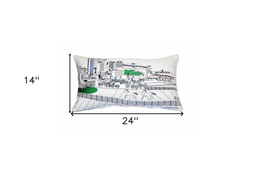 25" White Lexington Daylight Skyline Lumbar Decorative Pillow - Homeroots - Flyclothing LLC