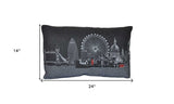 25" Black London Nighttime Skyline Lumbar Decorative Pillow - Homeroots - Flyclothing LLC