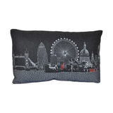 25" Black London Nighttime Skyline Lumbar Decorative Pillow - Homeroots - Flyclothing LLC