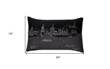 25" Black Los Angeles Nighttime Skyline Lumbar Decorative Pillow - Homeroots - Flyclothing LLC