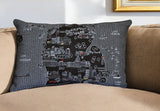 25" Black Michigan Lower Peninsula Nighttime Skyline Lumbar Decorative Pillow - Homeroots - Flyclothing LLC