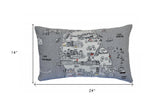 25" White Michigan Lower Peninsula Daylight Skyline Lumbar Decorative Pillow - Homeroots - Flyclothing LLC