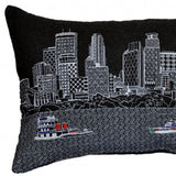 25" Black Minneapolis Nighttime Skyline Lumbar Decorative Pillow - Homeroots - Flyclothing LLC
