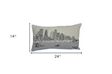 25" White Minneapolis Daylight Skyline Lumbar Decorative Pillow - Homeroots - Flyclothing LLC