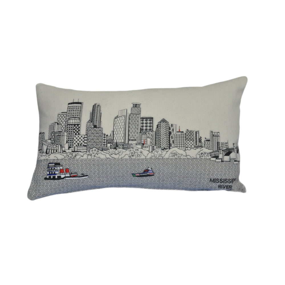25" White Minneapolis Daylight Skyline Lumbar Decorative Pillow - Homeroots - Flyclothing LLC