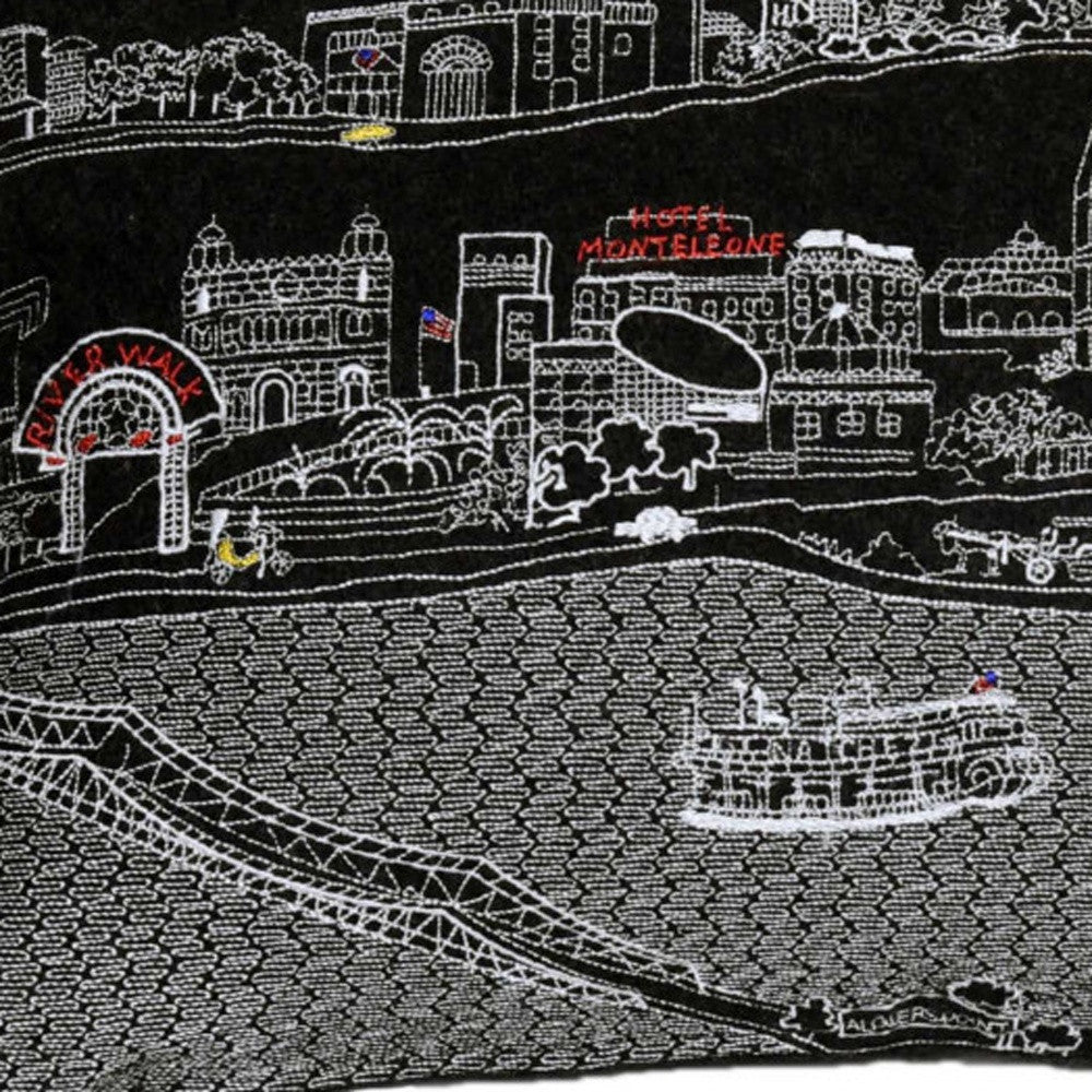 25" Black New Orleans Nighttime Skyline Lumbar Decorative Pillow - Homeroots - Flyclothing LLC