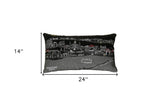 25" Black New Orleans Nighttime Skyline Lumbar Decorative Pillow - Homeroots - Flyclothing LLC