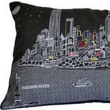 25" Black NYC Nighttime Skyline Lumbar Decorative Pillow - Homeroots - Flyclothing LLC