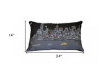 25" Black NYC Nighttime Skyline Lumbar Decorative Pillow - Homeroots - Flyclothing LLC