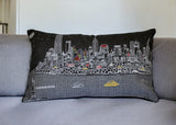 25" Black NYC Nighttime Skyline Lumbar Decorative Pillow - Homeroots - Flyclothing LLC