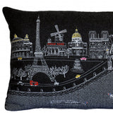 25" Black Paris Nighttime Skyline Standard Lumbar Decorative Pillow - Homeroots - Flyclothing LLC