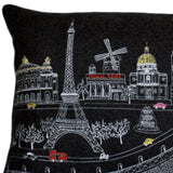 25" Black Paris Nighttime Skyline Standard Lumbar Decorative Pillow - Homeroots - Flyclothing LLC