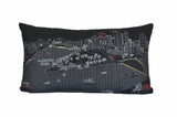25" Black Pittsburgh Nighttime Skyline Lumbar Decorative Pillow - Homeroots - Flyclothing LLC