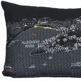 25" Black Pittsburgh Nighttime Skyline Lumbar Decorative Pillow - Homeroots - Flyclothing LLC