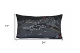 25" Black Pittsburgh Nighttime Skyline Lumbar Decorative Pillow - Homeroots - Flyclothing LLC