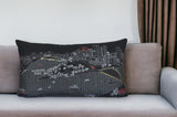 25" Black Pittsburgh Nighttime Skyline Lumbar Decorative Pillow - Homeroots - Flyclothing LLC