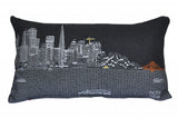 25" Black San Francisco Nighttime Skyline Lumbar Decorative Pillow - Homeroots - Flyclothing LLC