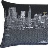 25" Black San Francisco Nighttime Skyline Lumbar Decorative Pillow - Homeroots - Flyclothing LLC