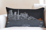 25" Black San Francisco Nighttime Skyline Lumbar Decorative Pillow - Homeroots - Flyclothing LLC