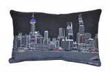 25" Black Shanghai Nighttime Skyline Lumbar Decorative Pillow - Homeroots - Flyclothing LLC