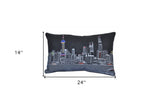 25" Black Shanghai Nighttime Skyline Lumbar Decorative Pillow - Homeroots - Flyclothing LLC