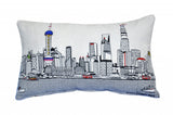 25" White Shanghai Daylight Skyline Lumbar Decorative Pillow - Homeroots - Flyclothing LLC