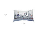25" White Shanghai Daylight Skyline Lumbar Decorative Pillow - Homeroots - Flyclothing LLC