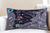 25" Black Jersey Shore Nighttime Skyline Lumbar Decorative Pillow - Homeroots - Flyclothing LLC