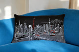 25" Black Tokyo Nighttime Skyline Lumbar Decorative Pillow - Homeroots - Flyclothing LLC