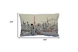 25" White Tokyo Daylight Skyline Lumbar Decorative Pillow - Homeroots - Flyclothing LLC