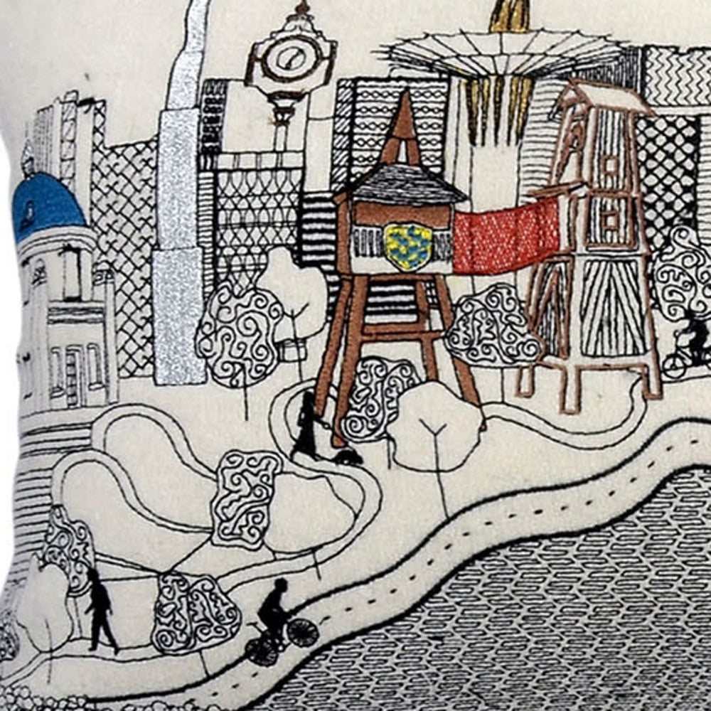 25" White Tulsa Daylight Skyline Lumbar Decorative Pillow - Homeroots - Flyclothing LLC