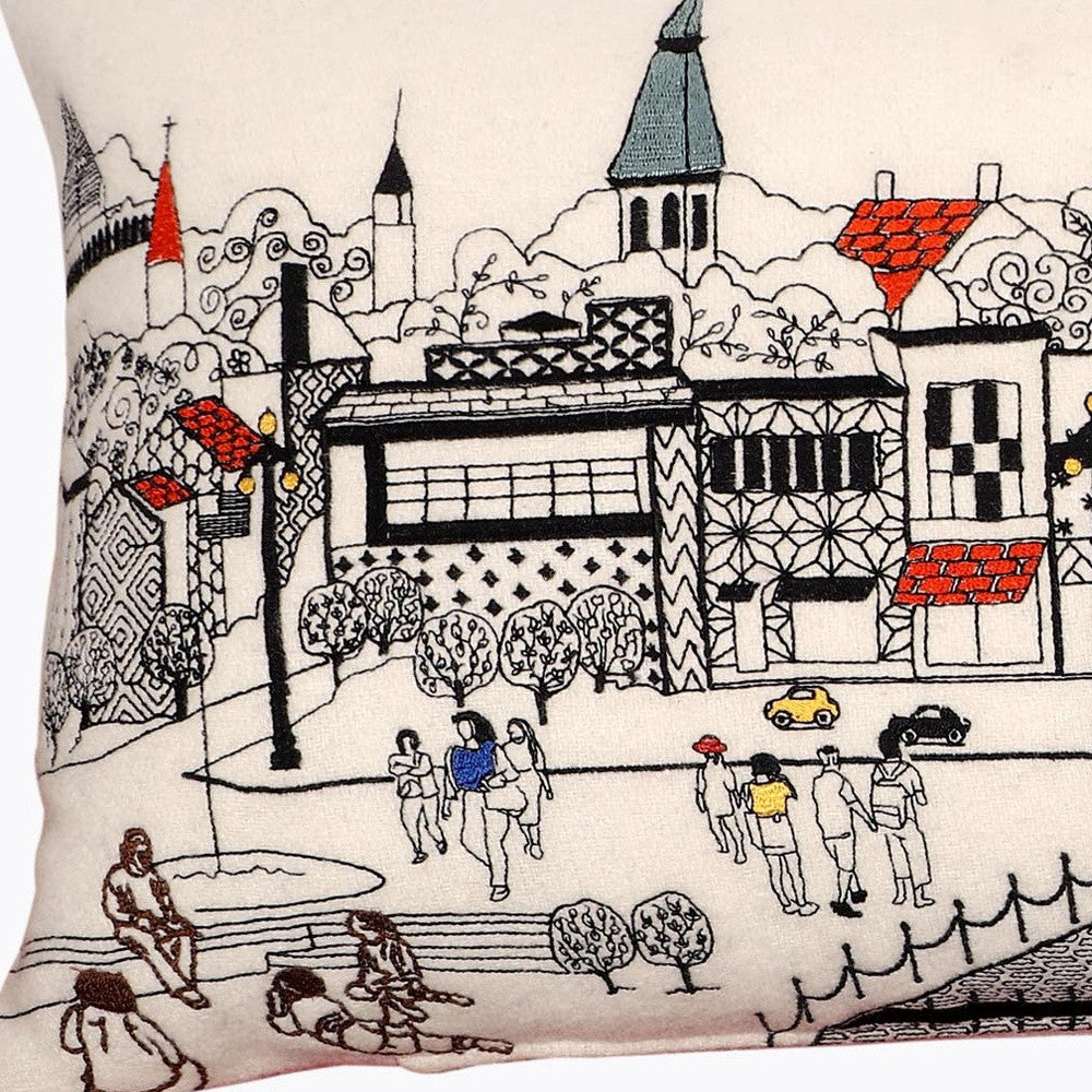 35" White Annapolis Daylight Skyline Lumbar Decorative Pillow - Homeroots - Flyclothing LLC