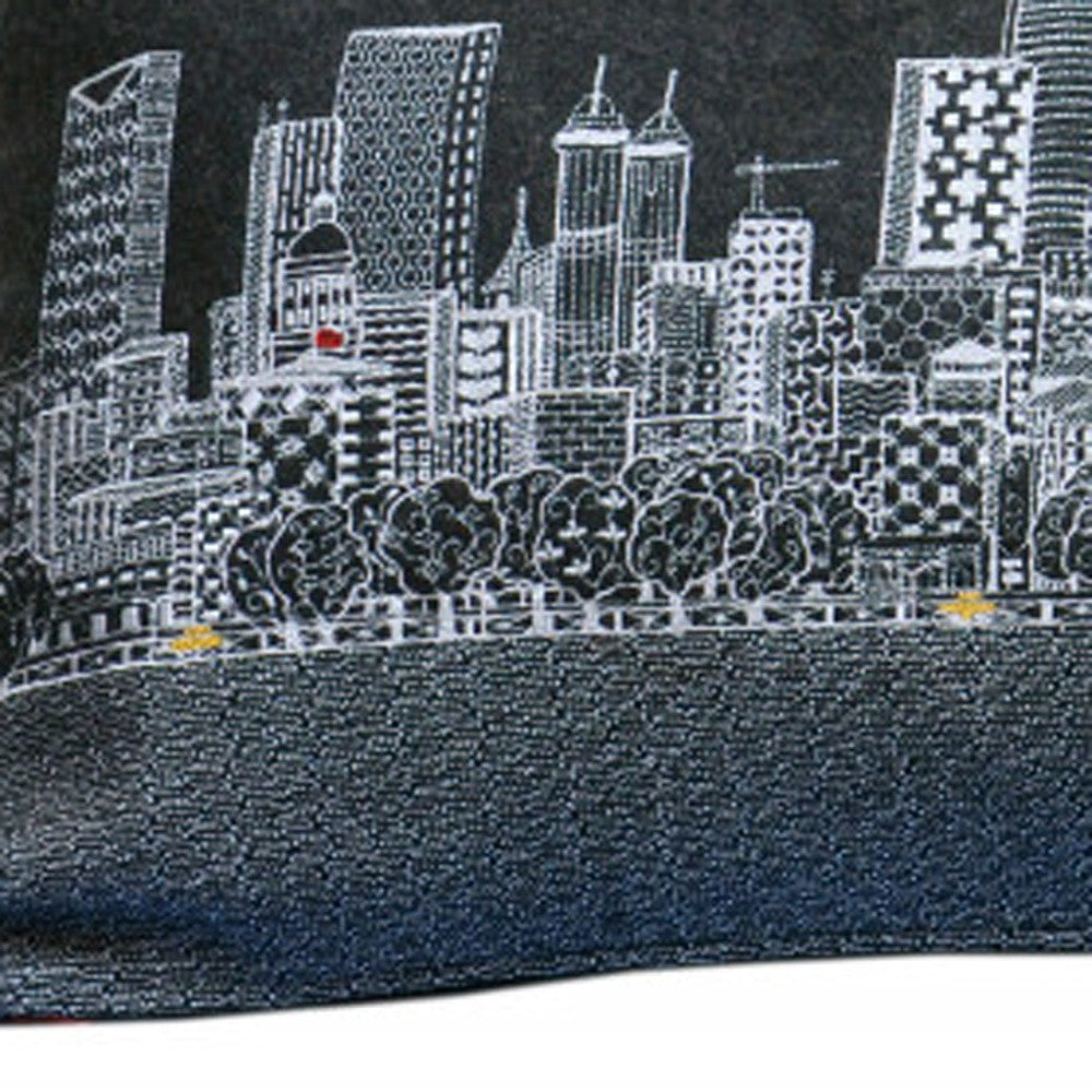 35" Black Atlanta Nighttime Skyline Lumbar Decorative Pillow - Homeroots - Flyclothing LLC