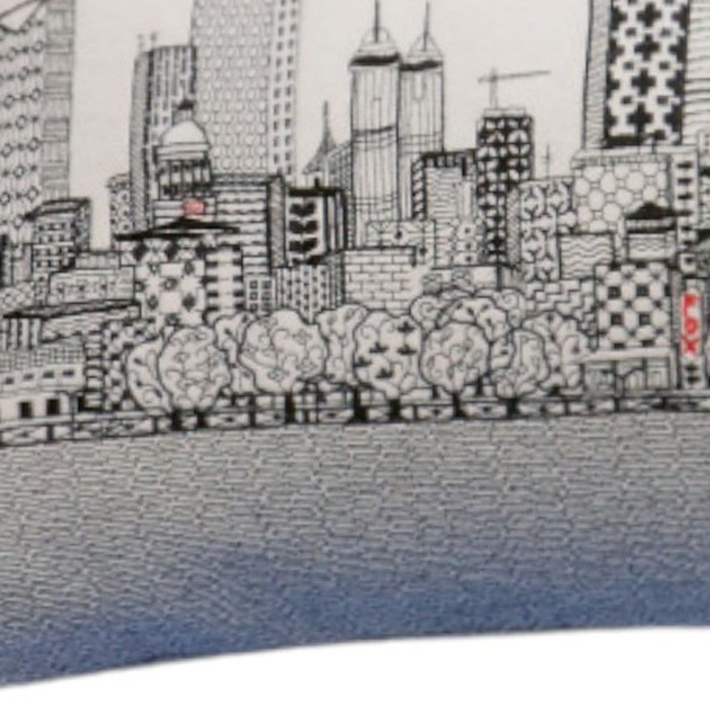 35" White Atlanta Daylight Skyline Lumbar Decorative Pillow - Homeroots - Flyclothing LLC