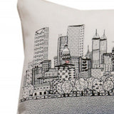 35" White Atlanta Daylight Skyline Lumbar Decorative Pillow - Homeroots - Flyclothing LLC