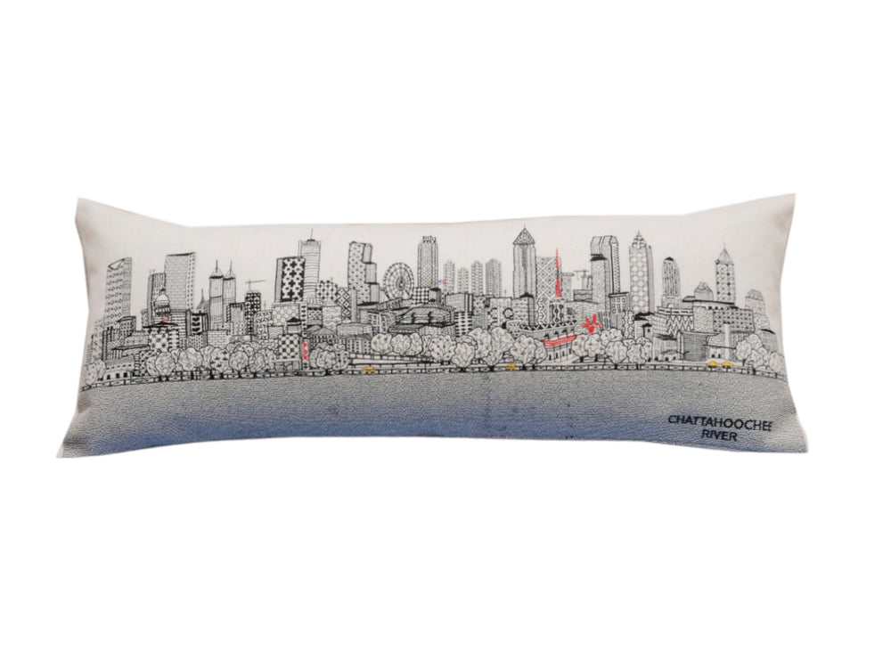 35" White Atlanta Daylight Skyline Lumbar Decorative Pillow - Homeroots - Flyclothing LLC