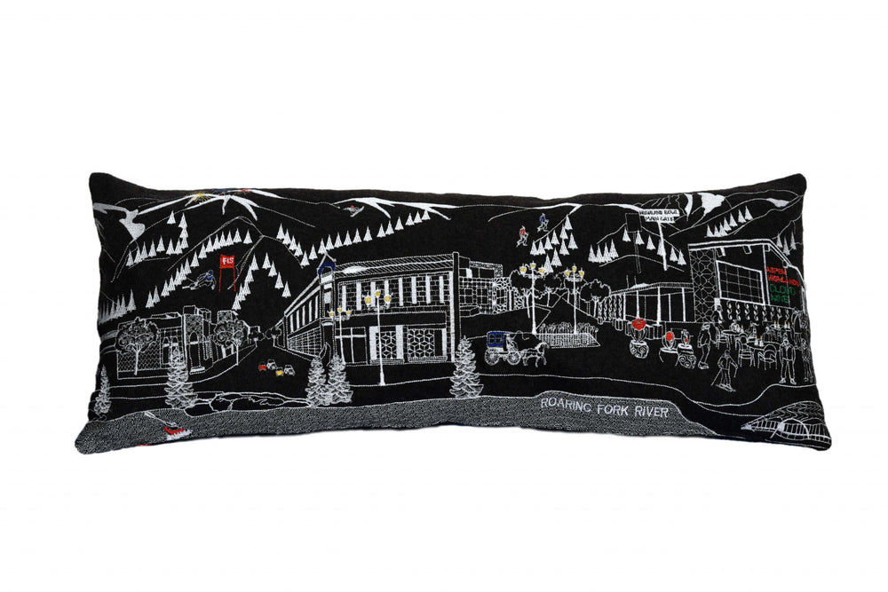 35" Black Aspen Nighttime Skyline Lumbar Decorative Pillow - Homeroots - Flyclothing LLC