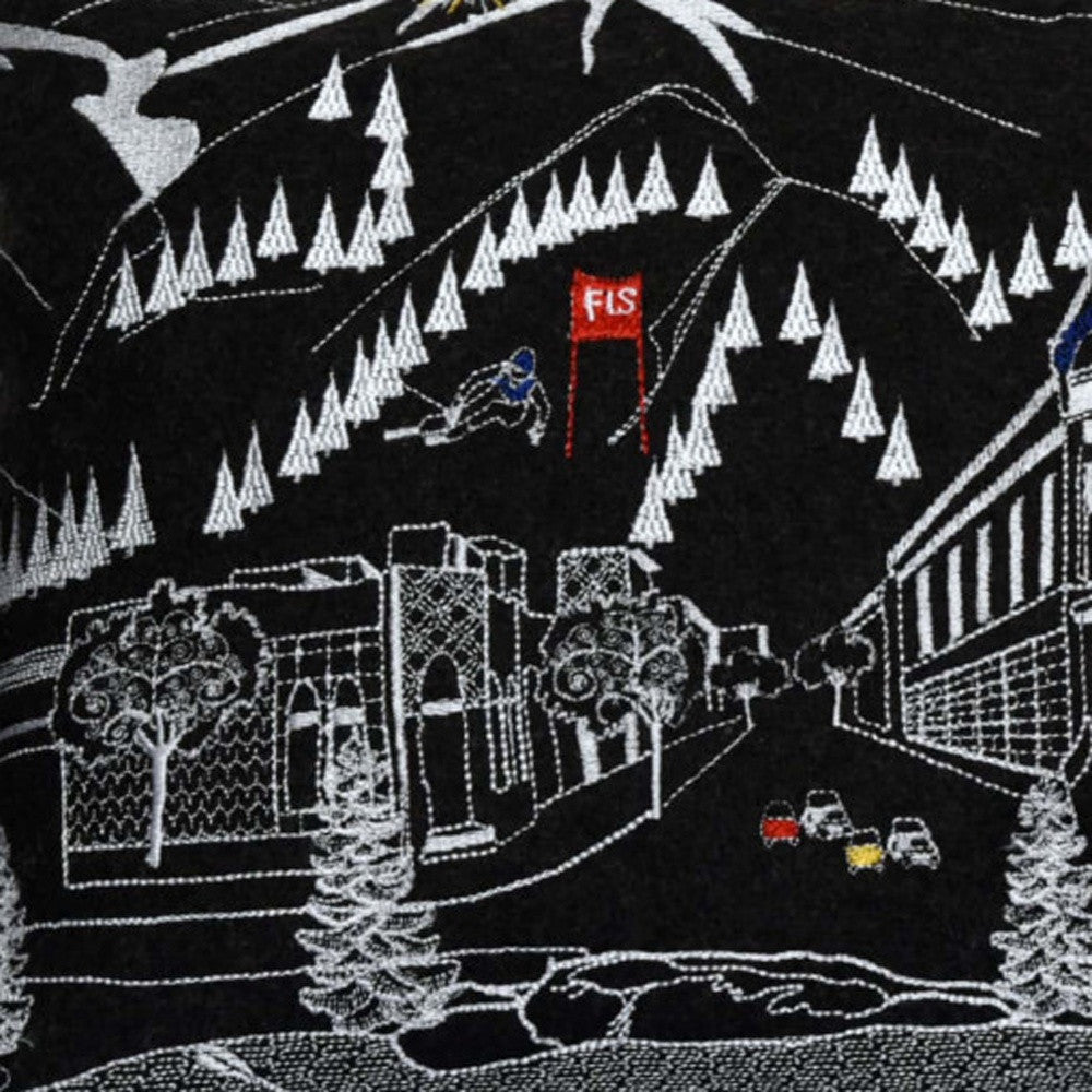 35" Black Aspen Nighttime Skyline Lumbar Decorative Pillow - Homeroots - Flyclothing LLC