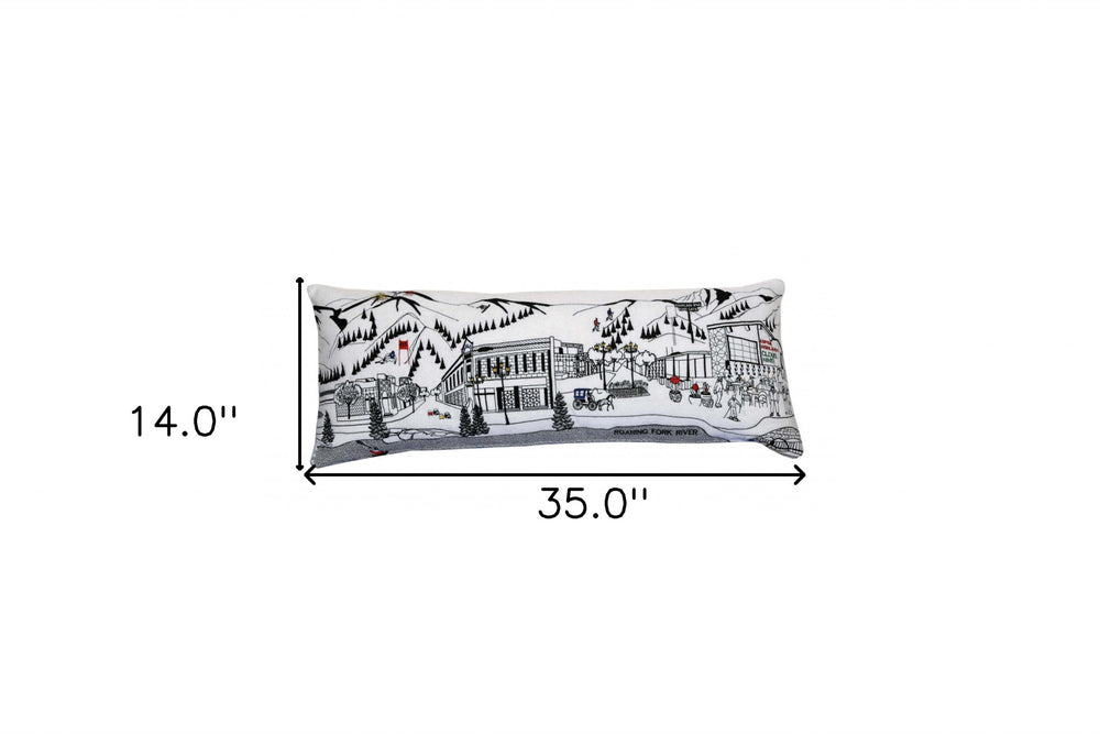 35" White Aspen Daylight Skyline Lumbar Decorative Pillow - Homeroots - Flyclothing LLC