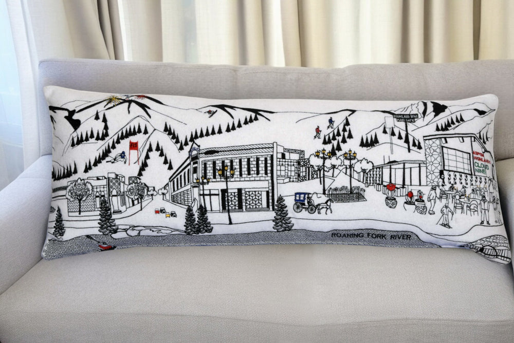 35" White Aspen Daylight Skyline Lumbar Decorative Pillow - Homeroots - Flyclothing LLC