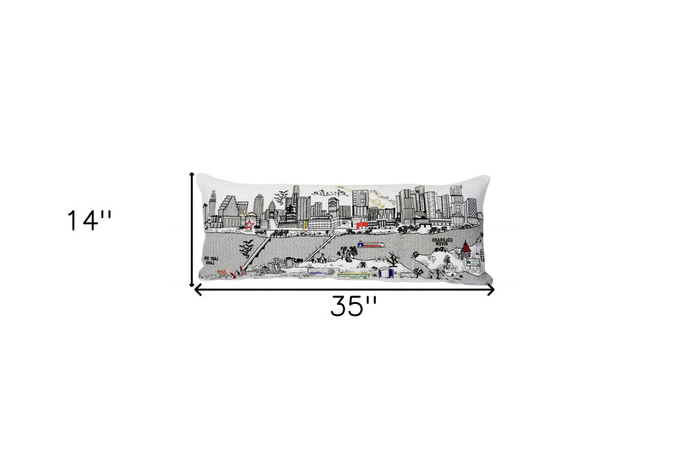 35" White Austin Daylight Skyline Lumbar Decorative Pillow - Homeroots - Flyclothing LLC